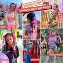 Colored Hair Extensions, 20" Lightweight Colored Hair Extensions for Kids Bubble Ponytail Extension with Hair Tie, Ombre Crazy Hair Day Accessories for Girls for EDC Festival Rave B45 (Black To Red)