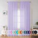 OWENIE Extra Long Sheer Curtains 96 inches Long for Bedroom Living Room, Rod Pocket Light Weight Soft Voile Sheer Curtains, Airy Solid Color Privacy Light Filtering Curtains, Each 42Wx96L inch (Lavender)