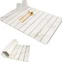 Sofort Stone Drying Mat for Kitchen Counter, Super Absorbent Foldable Dish Drying Mat, Gold White Marble Quick Drying Diatomaceous Earth Mats for Dishes, Pots, Utensils Large 24"16"