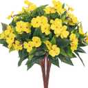 Fake Flowers Artificial Flowers For OutdoorArtificial Plant Artificial Impatiens Bouquet Flowers For Outdoors DecorationSilk Spring Artificial Plants For Outdoors Indoor Decor 2PCSYellow