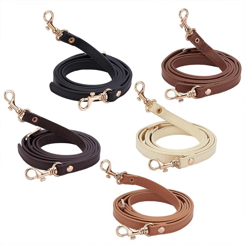 PandaHall 5 Colors 50 Inch Adjustable Leather Replacement Strap Handles 12mm Wide Purses Straps Shoulder Bag Crossbody Handbag Strap with Golden Swivel Lobster Buckles for DIY Bag Craft