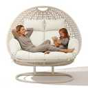 Cuteripe Double Egg Chair Cushion Replacement Outdoor Hanging Egg Chair Cushions for 2 Person Machine Washable Weather-Resistant (Cream)