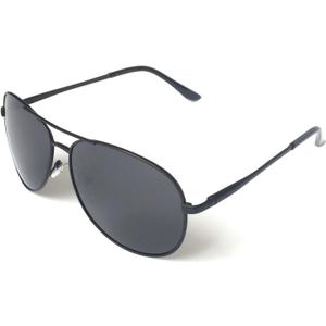 J+S Premium Military Style Classic Aviator Sunglasses, Polarized, 100% UV protection for Men Women (Black Frame/Gray Lens)
