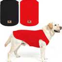 KOOLTAIL Dog Clothes for Large Dogs Boy Girl, 2 Pack Cotton Winter Warm Dog T Shirts Coats for Outdoor, UV & Insect Protection Anti-Hair Loss & Lightweight Pet Vest Tank Tops Apparel, Black&Red, 3XL