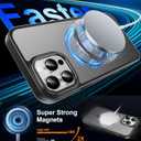 SEXYMOM Enhanced Magnetic for iPhone 15 Pro Case with Screen Protector - Wireless Charging Compatible,21ft Military-Grade Drop Tested, Shockproof Slim Fit Translucent Matte Cover - Black