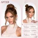 RUWISS Human Hair Bun Hair Piece Long Thin Straight Tousled Updo Bun Hair Pieces for Women Scrunchie Ponytail Extension 25g (Golden Chestnut Mixed Light Golden Blonde)