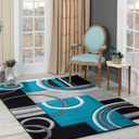 GLORY RUGS Area Rug Modern Soft Hand Carved Contemporary Floor Carpet with Premium Fluffy Texture for Indoor Living Dining Room and Bedroom Area (Turquoise, 5x7)
