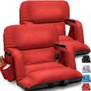 Extra Wide Stadium Seats With Back Support 2 Pack, Exclusive "Sofa Style" Design Thick Bleacher Chairs With Back and Cushion, 6 Reclining Positions - Ultimate Comfort for Sports Events (Red, 25") (Extra Wide|25"|2 Pack)