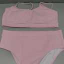 Lilosy High Waisted Tummy Control Ribbed Bikini Crop Top Brazilian Swimsuit Set 2 Piece (XX-Large, Pink)