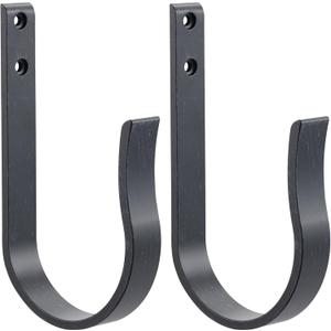 Black Wood Grain Curtain Holdbacks,Solid Aluminum Wall Mounted Curtain Tiebacks & Hooks,U Shape Curtain Holders,Elegant Curtain Pull Backs for Drapes, Curtains(2 Pack)