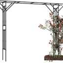 Supersize Flattop Garden Arch for Wedding - 140.7" L x 106" H Garden Arch Arbor Trellis for Climbing Plants Outdoor - Galvanized Steel Pipe Coated with Plastic