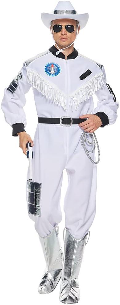 EraSpooky Men's Space Cowboy Costume Adult Astronaut Cosplay Jumpsuit (Large)