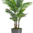 Artificial Palm Tree 5FT - Fake Tree with Gray Tall Planter - Faux Tropical Areca Floor Plant in Pot - Artificial Silk Plant for Home Office Living Room Decor Indoor