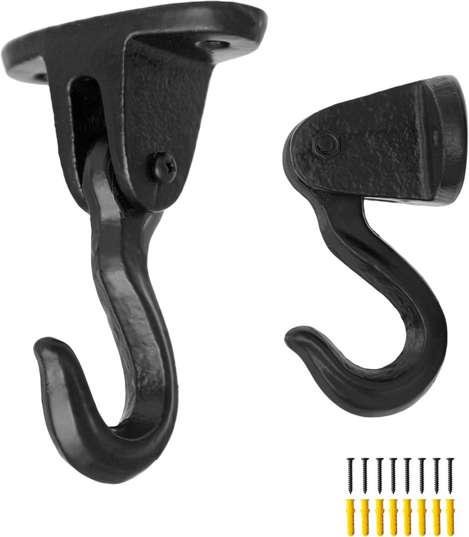 2 Pack Cast Iron Ceiling Hook,Industrial Coat Hook,Chandelier Hooks,Plant Pot Hanger