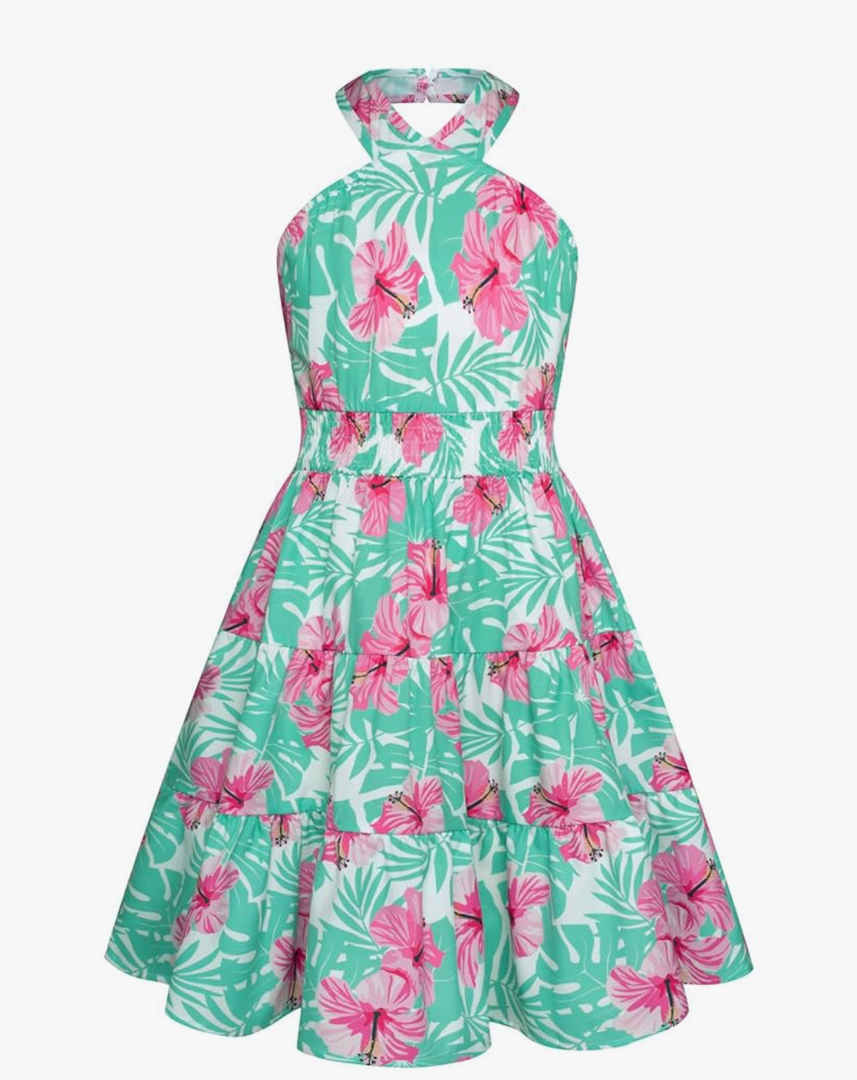 GRACE KARIN Girls Summer Dress Off Shoulder Floral A-line Midi Dress 10 Y