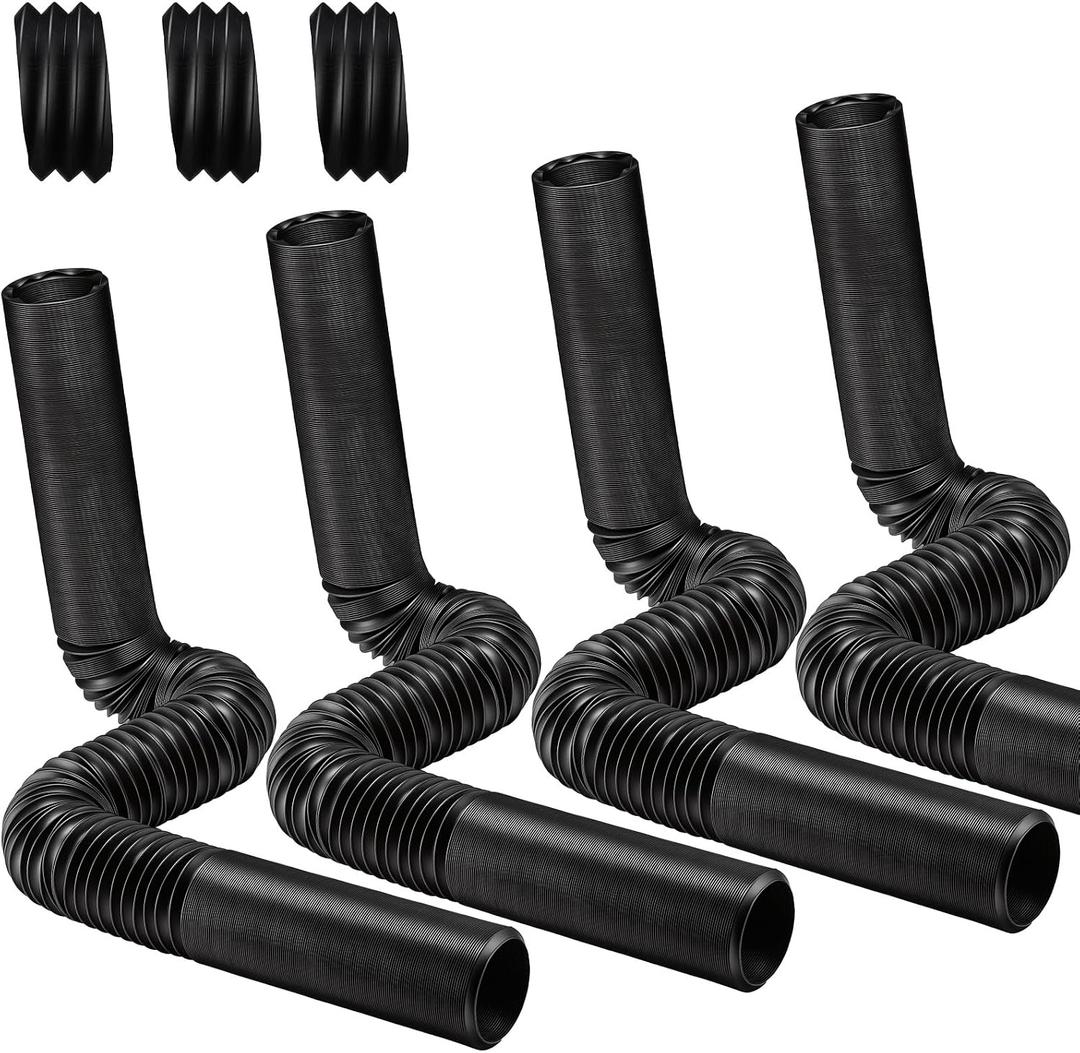 4"×65ft Spliceable Extra Expandable Landscaping Drain Pipe, 4 Flexible Corrugated Downspout Drain Pipes with 3 Connectors Black for Outdoor Gutter Extension, Pond Pump, Rainwater Drainage