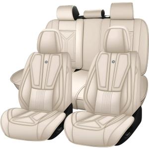 Arazi Custom 5 Full Seat Covers Fit for Mazda CX5 2012-2025, Full-Coverage Premium Waterproof Nappa Leather Seat Cover5 Seats Standard, Beige
