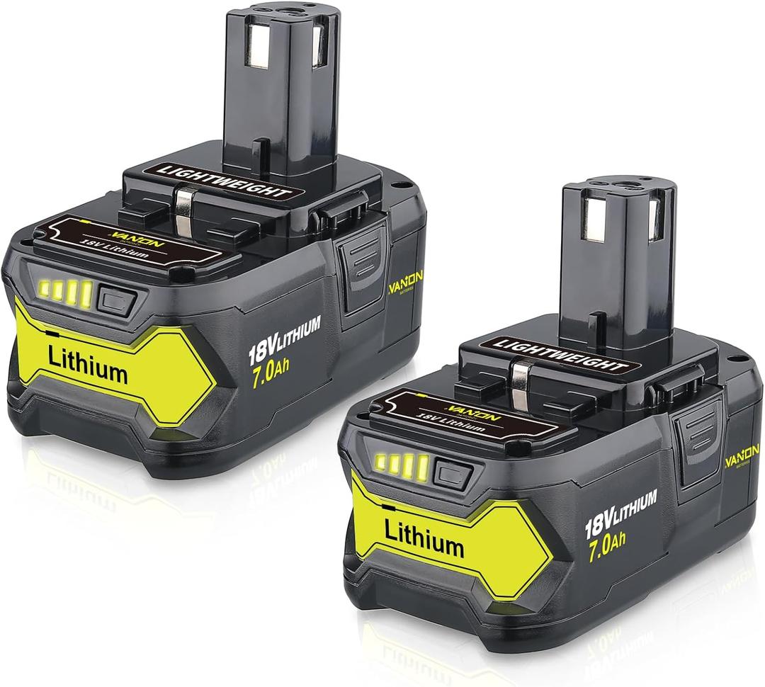 VANON 7.0Ah High Capacity Replacement 18V Battery for Ryobi Lithium ONE+ Compatible with Ryobi 18V Battery P108 P107 P103 P102 P104 P105 P109 P122 Drill Power Tools 2 Packs