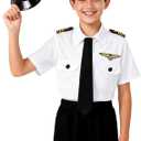Airline Pilot Costume for Kids Airline Captain Uniform for Halloween Career Day Dress Up Birthday Gifts L
