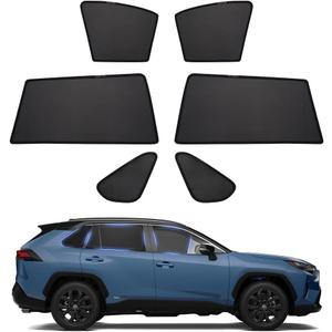Powerty Window Sun Shade for 2013-2018 Toyota RAV4 Accessories -Upgrade Double Layer Rear Windshield Shade 6 Pack Light Block Car Privacy Cutains Shades for Baby, Camping, Napping, Sleeping