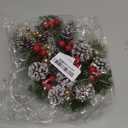 2 Pieces Christmas Candle Rings Wreaths,Artificial Flower Gold Red Berries Pinecones Snowy Pine Garland Winter Candle Holders, Christmas Wedding Home Table Centerpieces Decorations