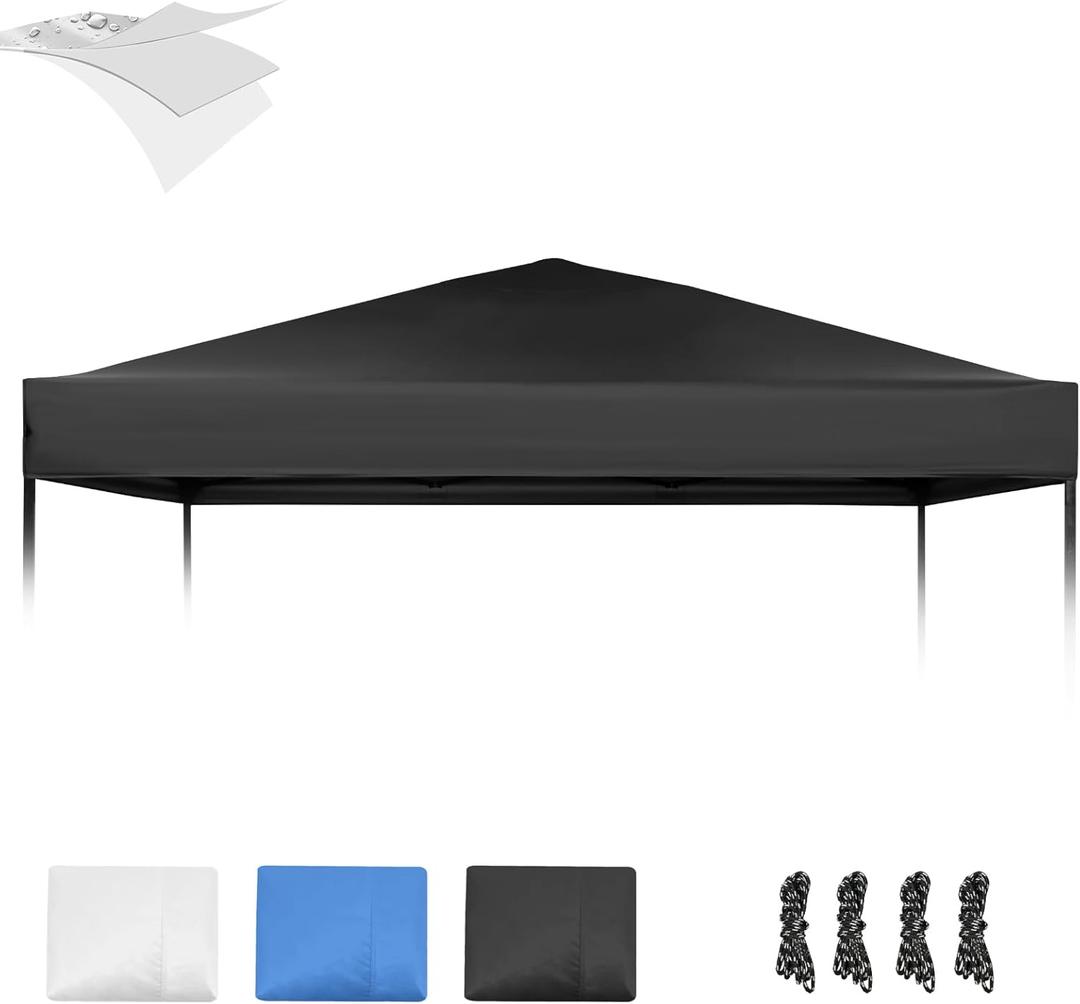 1010 Canopy Replacement Top, Pop Up Canopy Replacement Tent Cover for Straight Leg Frame, Waterproof Canopy Top Cover for Garden Patio Camping (Top Only)(Black) (10'x10' 420D Oxford Cloth)