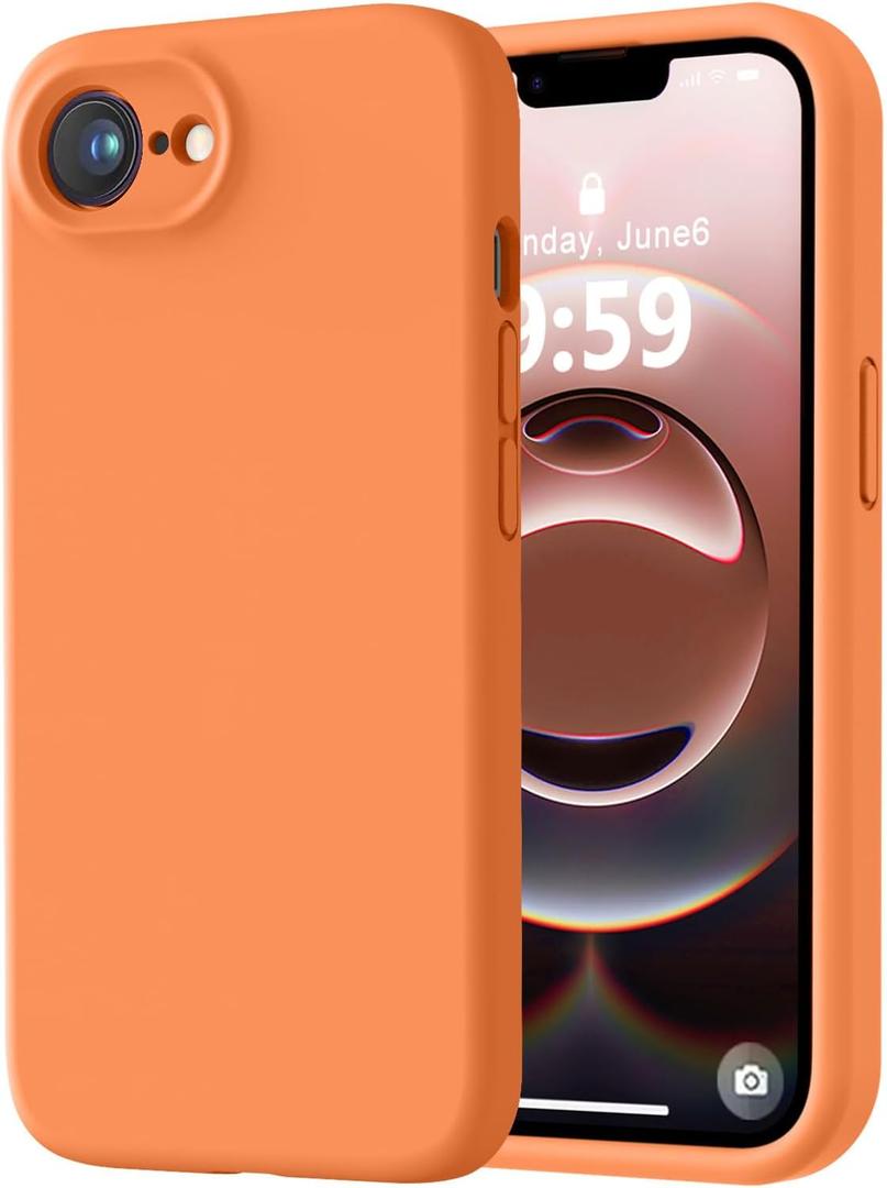 LOVE 3000 Designed for iPhone 16e Case, Premium Silicone with [Soft Anti-Scratch Microfiber Lining] Shockproof Protective Phone Case for Men Women Girls 6.1", Bright Orange