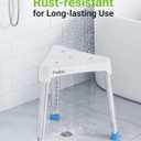 Space-Saving Triangular Shower Chair for Inside Shower, FSA/HSA Eligible 400 lbs Adjustable Shower Stool for Elderly and Disabled, Non-Slip Bathtub Chair with Stable-Bracing, Tool-Free Assembly, White