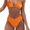 Bikini Sets for Women Sexy Halter Triangle String Bikini Cheeky V Cut High Waisted Thong Swimsuits 2 Piece (Large, Orange)