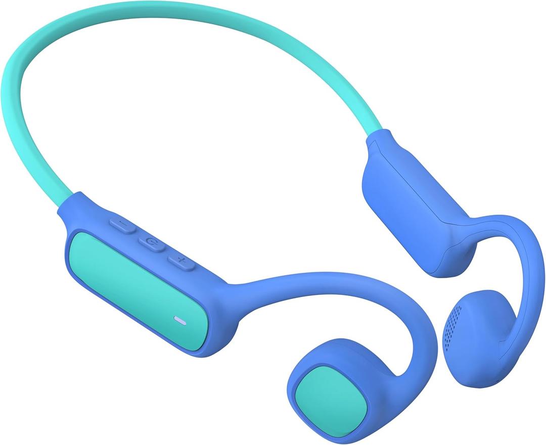 Kids Bluetooth Headphones, Wireless Kids Earbuds with 85dB Volume Limit, Bluetooth5.3, Air Conduction Open-Ear Headphones, 20-Hour Playtime, with Built-in Mic for Toddlers, Boys and Girl (Blue)