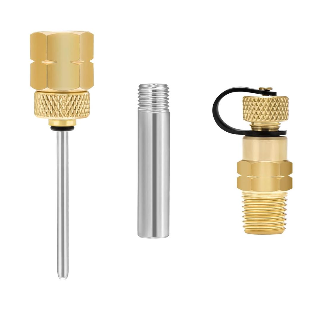 Roastove Brass Gauge Adaptor 1/ 4 NPT Female, 2-1/ 2 OAL x 1-2/ 5" x 1/ 8" Probe with Stainless Steel Sheath, Pressure Gauge Fitting kit Roastove Brass Gauge Adaptor 1/ 4 NPT Female, 2-1/ 2 OAL x 1-2/ 5" x 1/ 8" Probe with Stainless Steel Sheath, Pressure Gauge Fitting kit