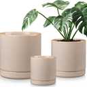 vancasso Ceramic Planters, Plant Pots for Indoor Plants, 6.25+8.25+10.25 Inch Ceramic Pots for Plants, Flower Pots with Drainage Holes (Gray, 6.25+8.25+10.25 Inch)