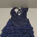 Milumia Women Polka Dots Halter Crop Top Y2k V Neck Open Back Ruched Going Out Tank Tops Clubbing Outfits (X-Small, Deep Blue)