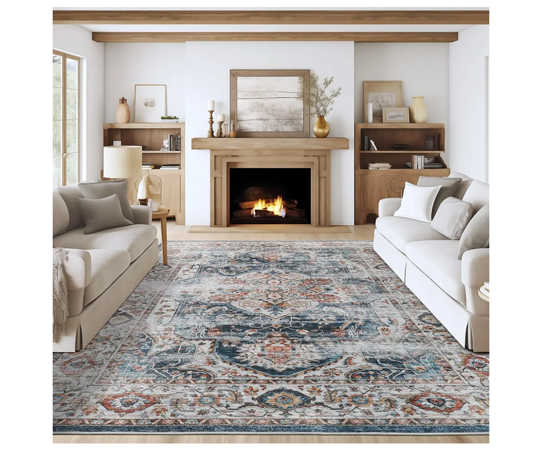 Washable Rug 8x10 Area Rugs for Living Room - Stain Resistant Non-Slip Backing Rugs for Bedroom - Vintage Large Area Rug (Navy, 8'x10') Washable Rug 8x10 Area Rugs for Living Room - Stain Resistant Non-Slip Backing Rugs for Bedroom - Vintage Large Area Rug (Navy, 8'x10')