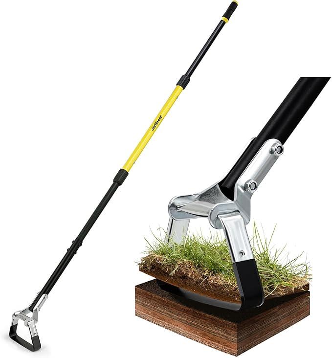 Garden Hoe Tool, 49 Inch L Shaped Hoe Garden Tools with Adjustable Long Handle for Weeding, Loosening Soil,Trenching, Heavy Duty Crack Crevice Weeding Hoe Hand Garden Tools for for Gardening Planting