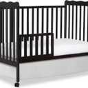 Dream On Me Toddler Guard Rail for Convertible Crib, Solid Wood Bed Rail for Toddler Bed Conversion, Black, 1 Count