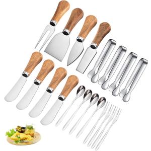 Charcuterie Board Accessories Spreader Knife Set Cheese Butter Spreader Knife Charcuterie Utensils with Wooden Handles Mini Serving Tongs Spoons Forks for party Wedding Christmas