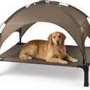 Heeyoo Elevated Dog Bed with Removable Canopy, Portable Dog Cot with Sun Protection Shade Tent, Raised Pet Cooling Cot Bed for Dogs, 51in