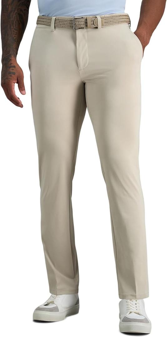 Haggar Mens Sport Travel Performance Athletic Fit Flat Front Stretch Casual Pant, 36Wx29L