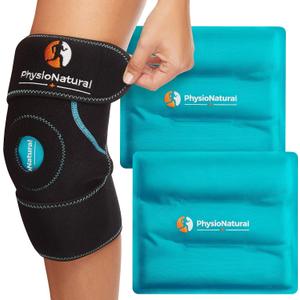 PhysioNatural Ice Pack for Knee Pain Relief, Reusable Gel Ice Wrap for Leg Injuries, Swelling, Knee Replacement Surgery, Cold Compress Therapy for Arthritis, Meniscus Tear and ACL