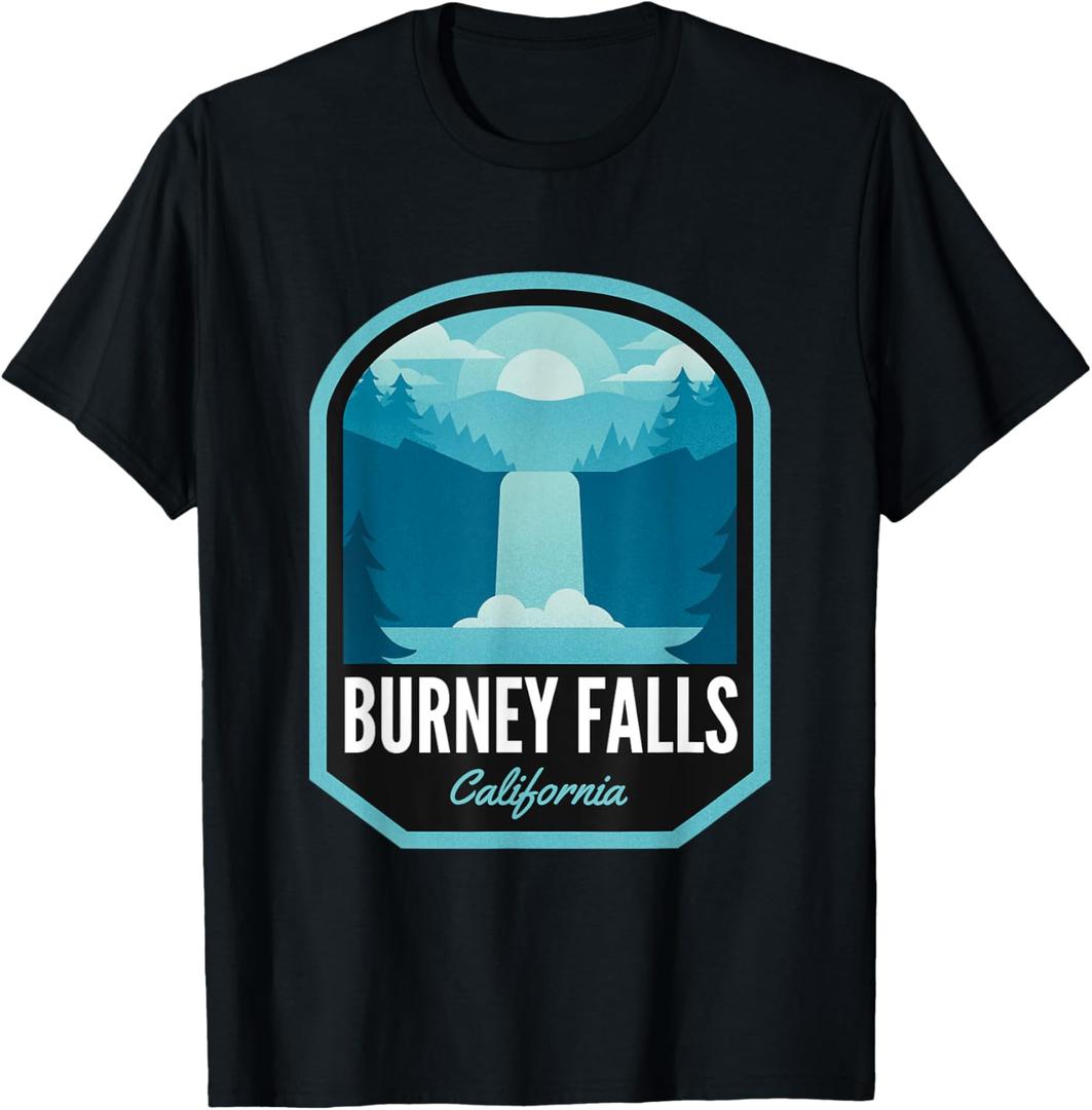 Burney Falls State Park California T-Shirt (Small, Black)