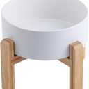 White Raised/Elevated Ceramic Dog Bowl for Small Medium Sized Breeds,Dog Food Water Bowl with Stand,6 in Non Slip Heavy Pet Feeding Dish 3.6 Cups/ 850 ml /28 OZ