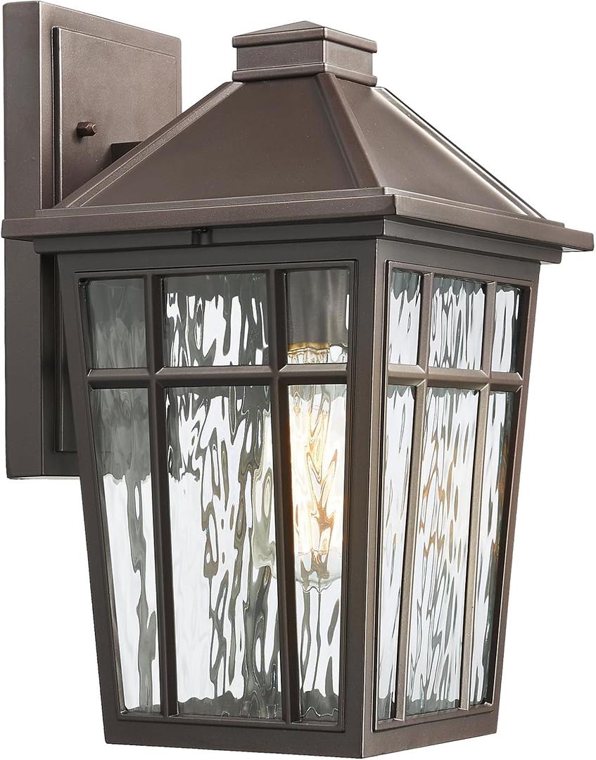 Darkaway Large Outdoor Sconce Lights Wall Light Fixtures,14inch Exterior Porch Light Outdoor Sconce Anti-Rust Waterproof Aluminum Outside Light with Water Ripple Glass for Patio Yard Doorway Garage, Large1 Pack