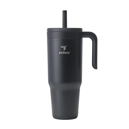 REDUCE Chiller Vacuum Insulated 40 oz Tumbler with Spill-Proof Silicone Straw - Sustainable Tritan Lid with Water Intake Markers - Soft Sit Base Travel Mug - Dishwasher Safe - Phantom