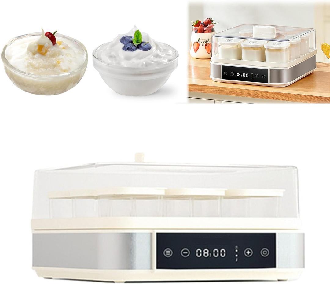 Probiotic Yogurt Machine Automatic Yogurt Maker with Adjustable Temperature and Time Control, Yogurt Maker Machine with 9 Glass Jars for Homemade Greek, Vegan or Flavored Yogurt