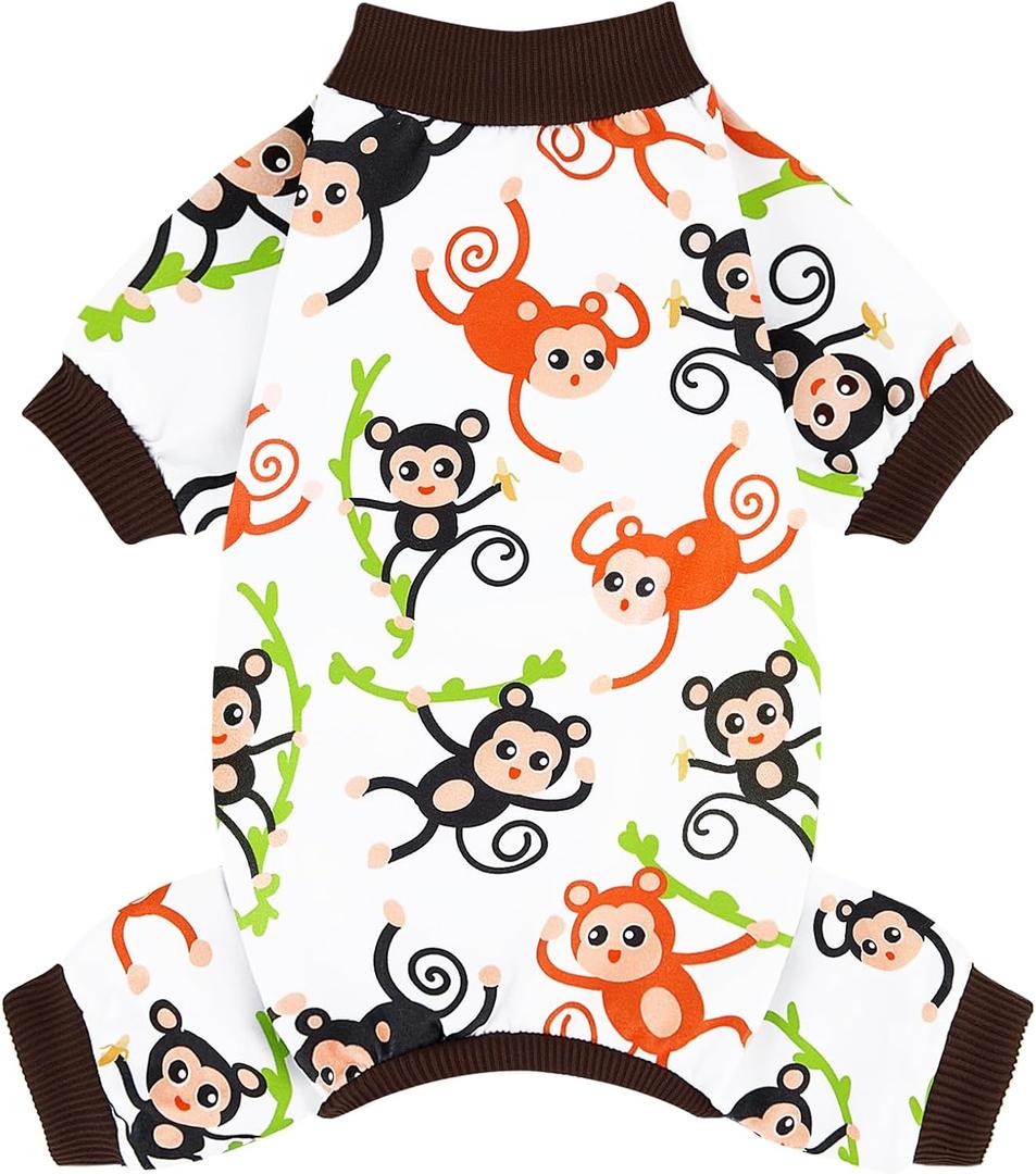 XPUDAC Dog Pajamas Soft Strechy Puppy Pjs Pet Clothes for Small Medium Dogs Boy Girl Cat Pet Outfit, L (Large(Chest-18"))