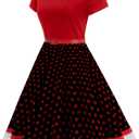 Women's 1950s Retro Vintage Cocktail Party Swing Dresses Polka Dot Audrey Skirt with Belt and Headband Halloween Costume (Black, M)