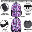 Kids Backpack with Lunch Box Set, 3-in-1 Geometric School Bag for Girls & Boys, Lightweight Waterproof for Elementary Middle School Students