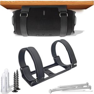 Metal Wall Mount Compatible for jbl Charge 6/Charge 5,4,3/Flip 7/Flip 6,5,4,Secure Shelf Holder with Adjustable Leather Straps, Speaker Wall Bracket for Ceiling (Black) (Longer)