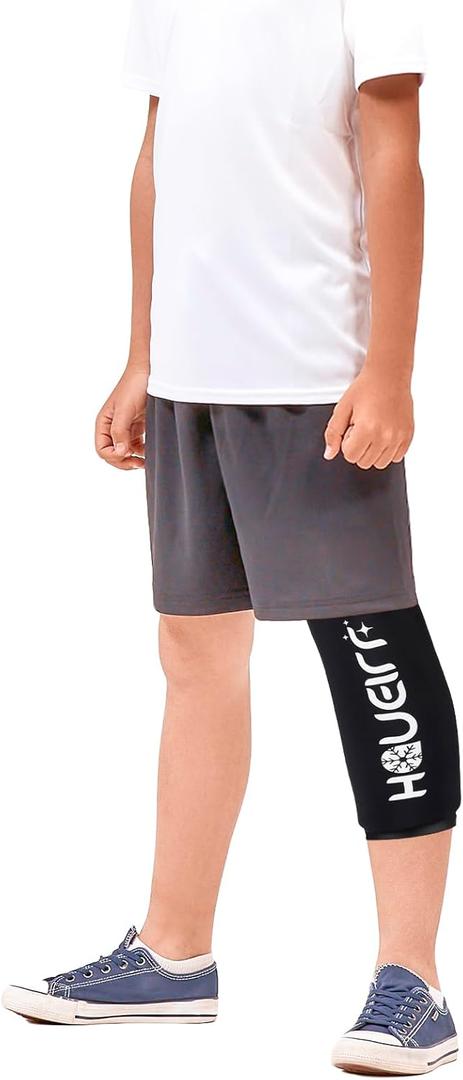 HAUElRR Knee Ice Pack Wrap with Compression Sleeve, Flexible Gel Ice Wrap for Knee, Elbow, Ankle, Foot, Reusable Hot & Cold Therapy for Injuries, Pain Relief, Meniscus, ACL, MCL Recovery-XS (Black, XS)